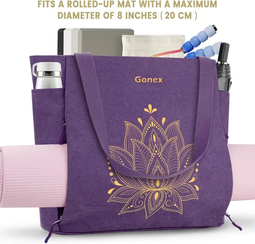 Miniatura 8 de Gonex Bolsa para Esterilla de Yoga, Bolsa Grande con Múltiples Bolsillos para Mujeres y Hombres, Portador de Esterilla de Lona, Cremallera Completa