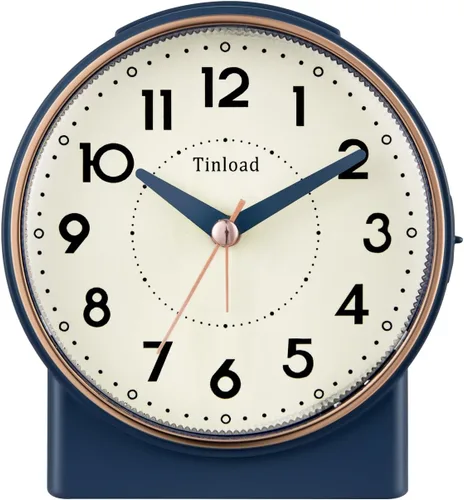 Miniatura 8 de Tinload Reloj despertador analógico de 4.3" sin tictac, silencioso y legible para personas mayores, fácil de configurar, alarma de aumento gradual