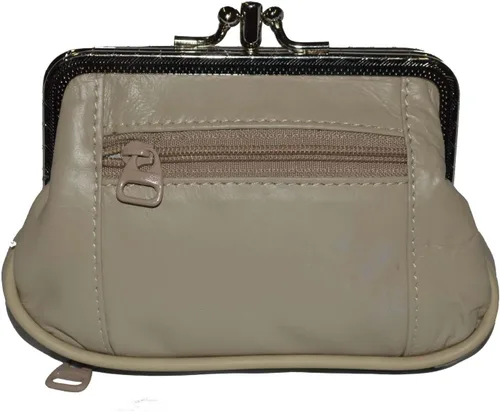 Miniatura 11 de Leatherboss - Cartera de piel auténtica con doble marco y bolsillo con cremallera