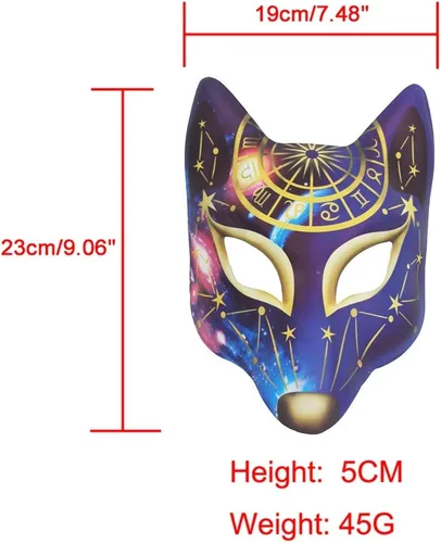 Miniatura 3 de Forart Máscara de zorro japonés, máscara de cosplay de zorro, máscara de media cara, máscara de zorro animal