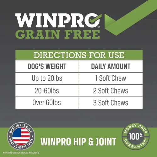 Miniatura 5 de WINPRO Suplemento para cadera y articulaciones para perros - Masticables suaves potenciados por plasma para la salud de las articulaciones