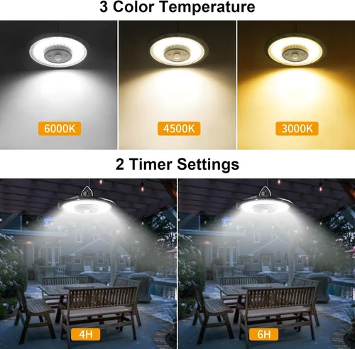 Miniatura 4 de Auzev Luces Solares para Interiores y Exteriores 3000LM Luz de Cobertizo con Energía Solar con Interruptor, Control Remoto, Temporizador, 3 CCT IP65