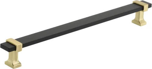 Miniatura 10 de Amerock Mango de gabinete Cromo negro/Oro cepillado 3-3/4 pulgadas (96 mm) de centro a centro Overton paquete de 1 unidad Jaladera