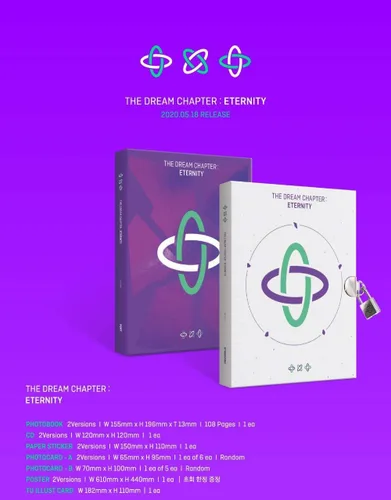 K-POP TXT - The Dream Chapter : Eternity, segundo mini álbum, cubierta aleatoria con CD, libro de fotos de 108 páginas, tarjeta de fotos A, tarjeta