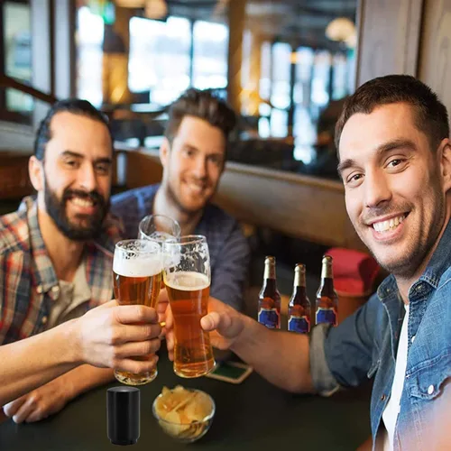 Miniatura 6 de Abridor automático de botellas de cerveza de acero inoxidable con captador de tapa, magnético, tipo empuje, negro