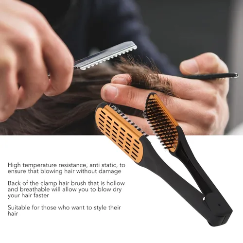 Miniatura 3 de Cepillo para el cabello, pinzas para el cabello, elasticidad de resorte, alisador de cabello, suave, transpirable, doble cara, cepillo plano