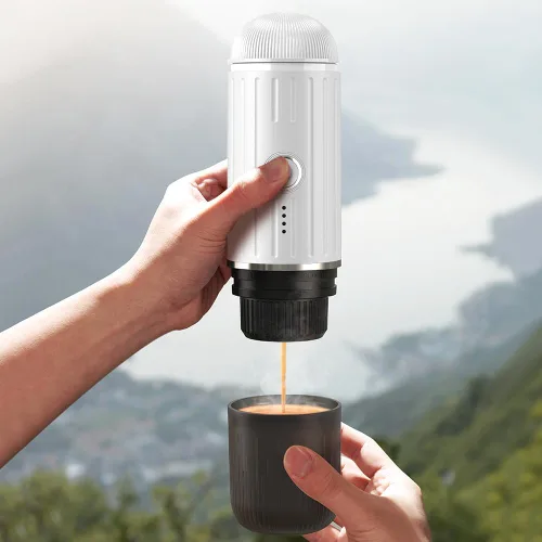 Miniatura 6 de Máquina de café espresso eléctrica portátil compatible con cápsula Nespresso, cafetera de viaje para acampar con café molido, cafetera de auto Blanco