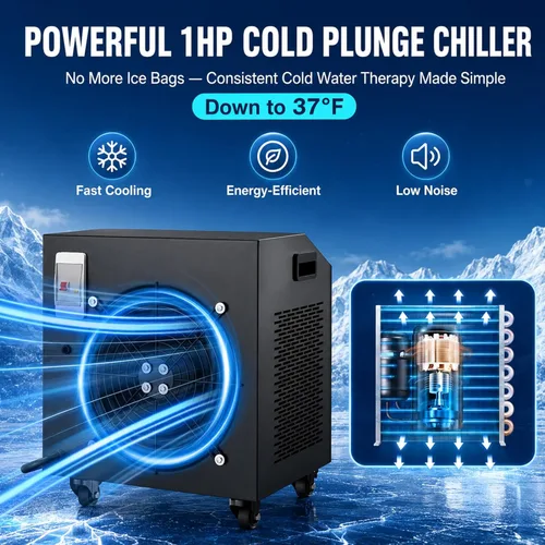 Miniatura 3 de Enfriador de agua para baño de hielo para bañeras frías, enfriador de inmersión en frío mejorado de 1 HP con filtro externo y bomba, bomba