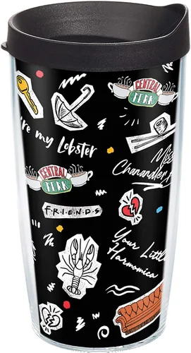 Tervis Vaso aislado de doble pared con diseño de collage de amigos hecho en Estados Unidos mantiene las bebidas frías y calientes, 16 onzas, clásico
