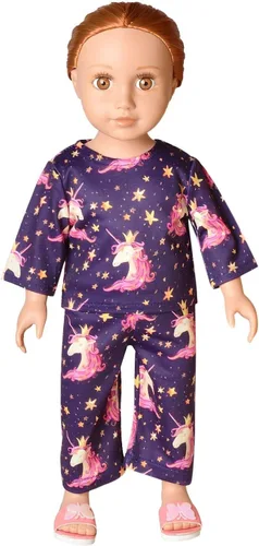 Miniatura 45 de QPANCY Conjunto de pijamas a juego para niñas y muñecas, pijamas de manga larga para otoño e invierno