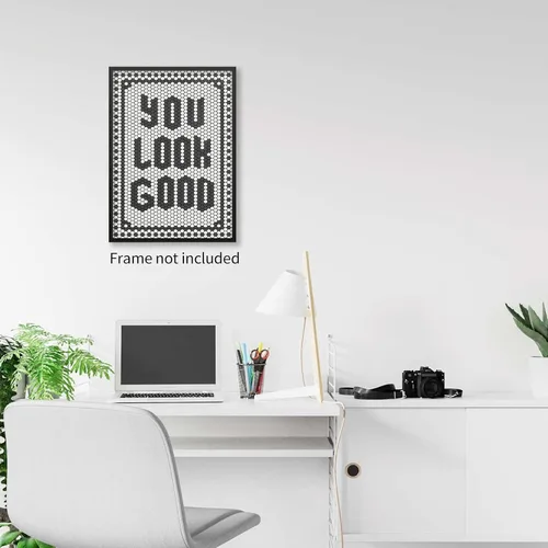 Miniatura 3 de OMANI Arte de pared con citas en blanco y negro, minimalista de moda, con texto en inglés "You Look Good", impresiones en lienzo con azulejos Citas