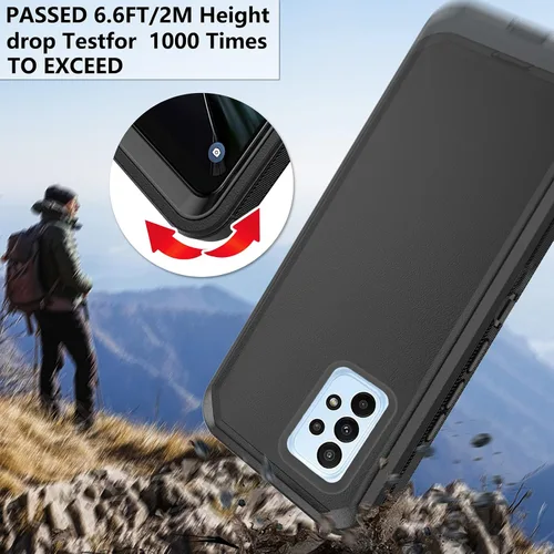 Miniatura 6 de Asuwish Funda de teléfono para Samsung Galaxy A23 5G con protector de pantalla de vidrio templado y cubierta para celda, híbrida, resistente, a Negro