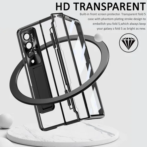 Miniatura 5 de Miimall Funda compatible con Samsung Galaxy Z Fold 5 con protección mejorada de bisagra, película de lente de cámara, protector de pantalla frontal
