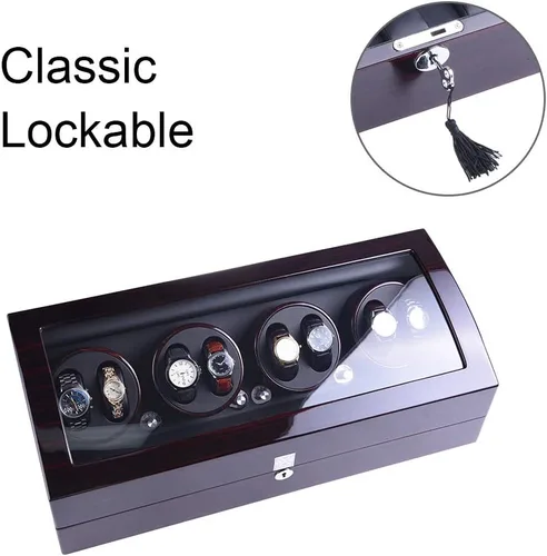 Miniatura 8 de XTELARY - Bobinadora automática de reloj, bobinadora de reloj con 8 posiciones de bobinadora, 9 espacios de almacenamiento, motor súper silencioso