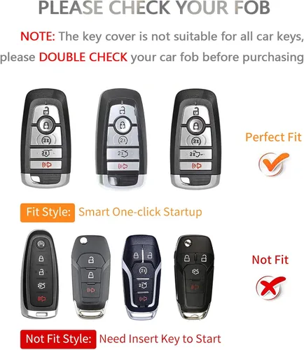 Miniatura 2 de Funda para llavero OFFCURVE con llavero para Ford Fusion Explorer Escape F150 F250 F350 F450 F550 Edge Maverick Expedition Lincoln Aviator, Plata