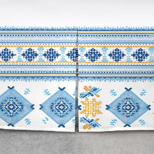 Miniatura 4 de Falda de cama con estampado azteca, tamaño individual, falda de cama de retazos geométricos abstractos para niños, niñas, adultos, decoración