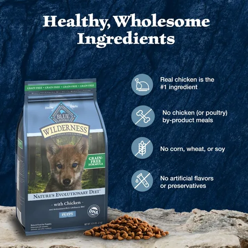 Miniatura 7 de Blue Buffalo Wilderness Puppy - Alimento seco para perros con alto contenido de proteínas con pollo real, sin granos, fabricado en los Estados