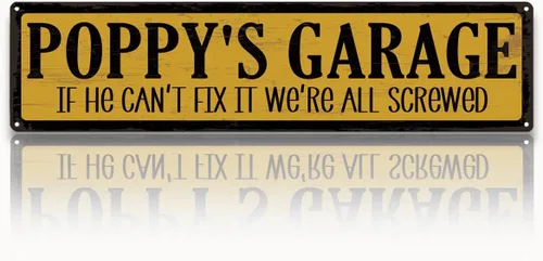 Miniatura 8 de Metal Fathers Day Gift, Retro Metal Tin Sign, Man Cave Decor, Papa's Garage, If He Can't Fix It We're Screwed, Garage Workshop Decor, Gift for Papa