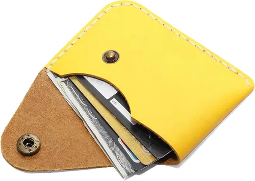 Miniatura 10 de Cartera organizadora de tarjetas de bolsillo frontal cosida a mano minimalista de cuero genuino para tarjetas, billetera con tarjetero pequeño, Negro