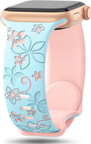 Miniatura 17 de Correas con grabado floral compatibles con Apple Watch Band de 1.49, 1.57, 1.61, 1.65, 1.73, 1.77, 1.92 pulgadas para mujeres, correas deportivas