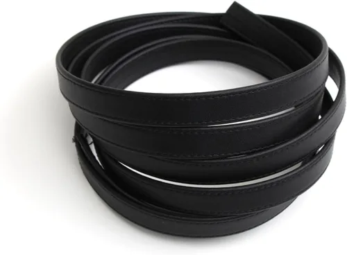 Miniatura 2 de lalatia Correas de cuero sintético cosidas para manualidades, tiras de cuero con costuras de 1/2 pulgada de ancho, 2 yardas de largo, color negro