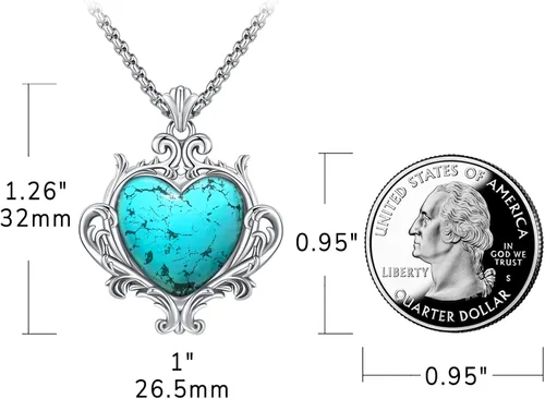 Miniatura 101 de Joyas de turquesa para mujeres y hombres de plata de ley 925 con colgante de urna para cenizas, collar con medallón de imagen, martillo de Thor