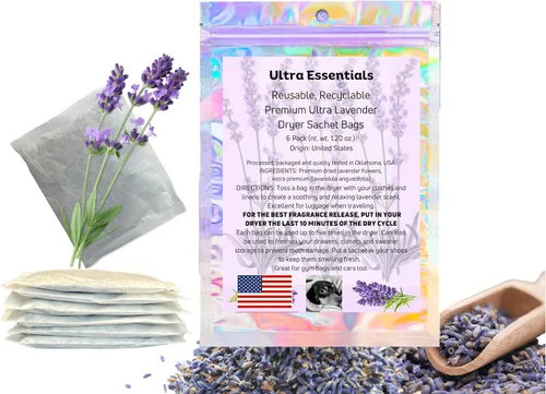 Bolsas para secadora de lavanda, flores extra premium, bolsitas perfumadas de lavanda para cajones y armarios, bolsas ambientadoras naturales,