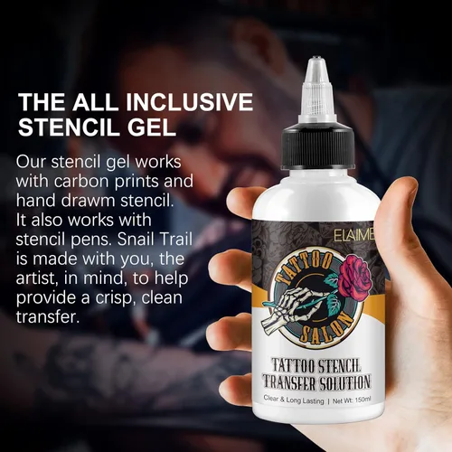 Miniatura 7 de 2 plantillas de tatuaje, solución de gel de 5.1 fl oz, plantilla profesional de transferencia de gel para tatuaje, imprimación, gel crema