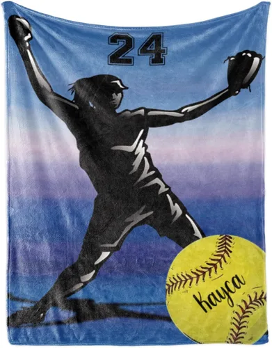 Miniatura 28 de Manta suave personalizada para bebés: manta de diseño de béisbol personalizada para niños con nombre y número, regalos de ropa de cama para bebés