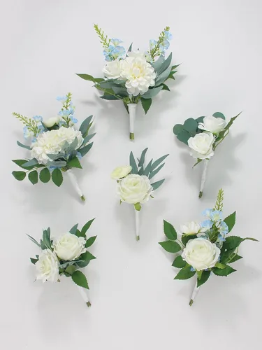 Miniatura 14 de Rinlong 6 centros de mesa de flores surtidos para bodas, mesas de otoño, centro de mesa, ramos de dama de honor de color naranja quemado, estante
