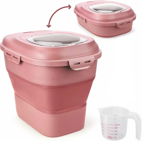 Miniatura 9 de Viretec Contenedores de almacenamiento de arroz y cereales, 20 a 50 libras Contenedores plegables dispensadores de alimentos secos con tapa abatible