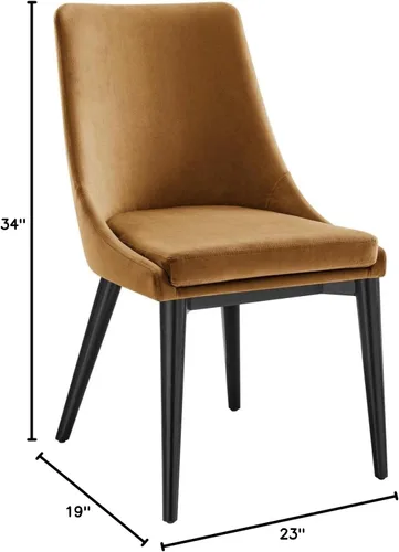 Miniatura 3 de Modway Viscount - Silla de comedor moderna de terciopelo de 19 pulgadas en negro/marrón coñac