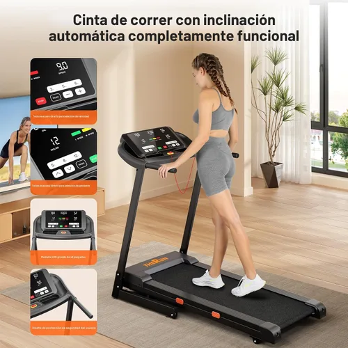 Miniatura 7 de THERUN Incline Treadmill, 0-12% Auto Incline Treadmill for Running and Walking, 300 lbs Weight Capacity, Wide Belt,3.0HP,18" LED Screen, 2 Layers