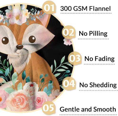Miniatura 4 de Mantas de zorro – Manta suave y mullida para niñas – Mantas pequeñas de 30 x 40 pulgadas para sala de estar y oficina – Manta negra linda para regalo