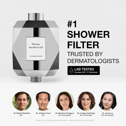 Miniatura 7 de Filterbaby Filtro de ducha de diamante, certificado IAPMO según el estándar NSF177, filtro desarrollado por expertos para piel y cabello, probado