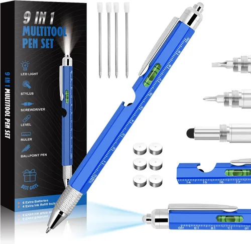 Miniatura 14 de Geniales regalos de bolígrafos para hombres, gadget de bolígrafo tecnológico multiherramienta 6 en 1 para él, regalo divertido para Navidad, Día
