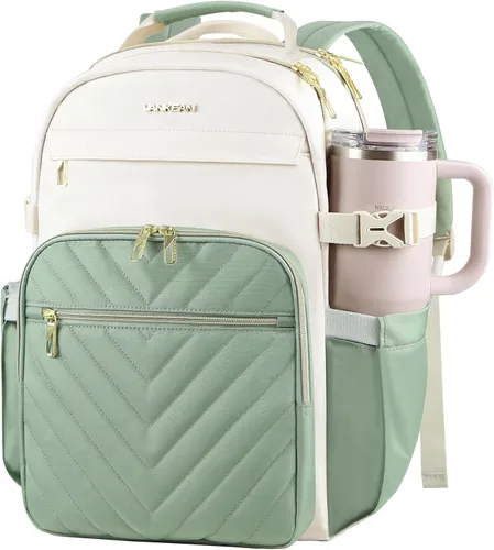 Miniatura 9 de VANKEAN Mochila para laptop de 17.3 pulgadas para mujer, bolsa de trabajo para laptop a la moda con puerto USB, mochilas impermeables, elegantes