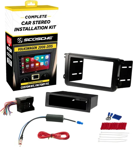 Scosche ICVW6BN Kit de instalación de radio doble DIN para tablero compatible con vehículos Volkswagen amplificados no de fábrica seleccionados