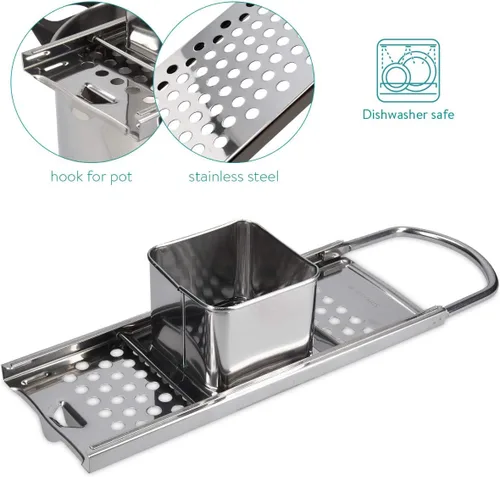 Miniatura 3 de Navaris Máquina de pasta Spaetzle de acero inoxidable - Prensa alemana de fideos y albóndigas para albóndigas caseras