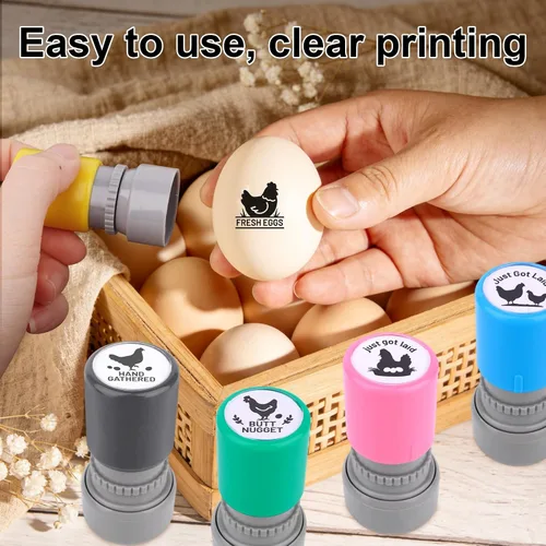 Miniatura 5 de 5 sellos de huevos frescos, 5 patrones de plástico para huevos de Pascua para el hogar, granja, gallinero, suministros de granja