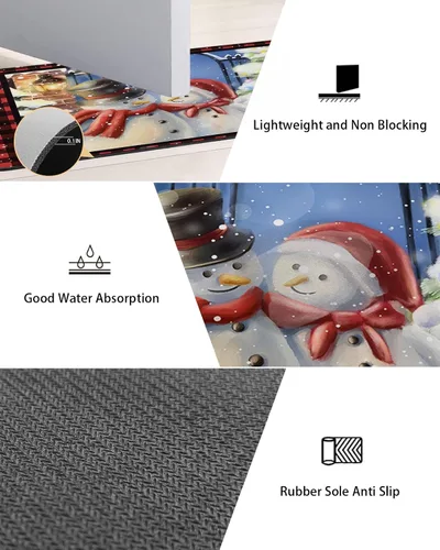 Miniatura 2 de Tapete de baño de muñeco de nieve de Navidad para bañera, tapete antideslizante de secado rápido y absorbente, tierra de diatomeas, fregadero