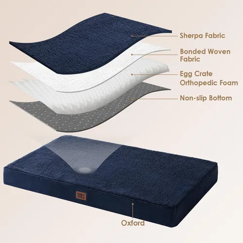 Miniatura 6 de EHEYCIGA Camas ortopédicas XL para perros extragrandes con funda extraíble lavable, color azul marino, 44 x 32 pulgadas