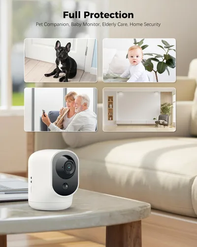 Miniatura 7 de COCOCAM Cámara de Seguridad 2K para Interiores Pan/Tilt con Batería de 5200mAh, Cámara WiFi, Inalámbrica para Monitor de Bebé/Mascota/Seguridad