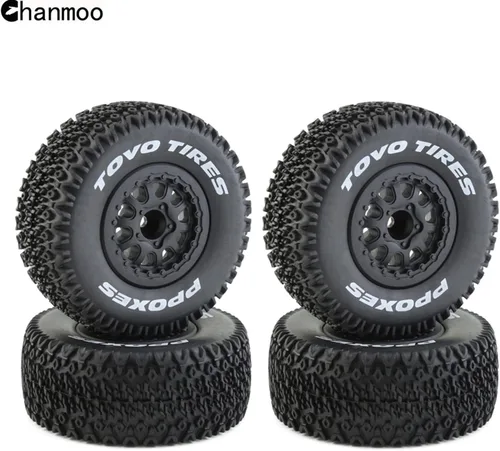 Miniatura 3 de Ruedas y neumáticos para camión de campo corto 1/10 a control remoto con neumáticos hexagonales de 0.472 in a escala 1:10 para automóvil todoterreno