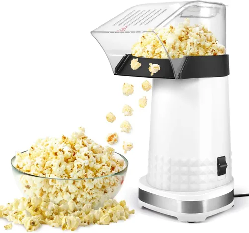Máquina eléctrica de palomitas de maíz de 1200 W, para noches de cine familiar, máquina de palomitas de maíz en casa, color blanco