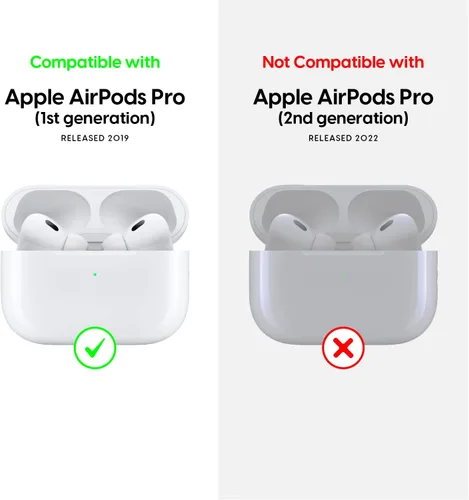 Miniatura 4 de TalkWorks Funda para AirPods Pro con llavero – Funda protectora de silicona dura para AirPods, llavero con clip, mosquetón de carga inalámbrica Negro