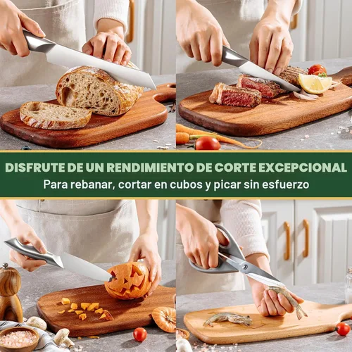 Miniatura 6 de Juego de cuchillos, EWFEN - Juego de 14 piezas de cuchillos de cocina con bloque, cuchillos de acero inoxidable alemán con afilador de cuchillos