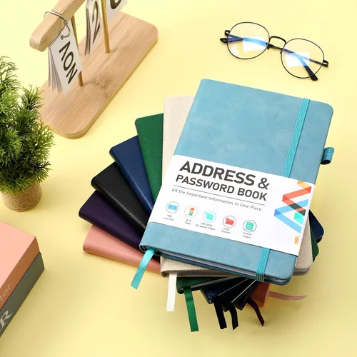 Miniatura 6 de Libreta de direcciones, libreta de direcciones y contraseñas con pestañas alfabéticas, organizador de direcciones de tapa dura con bolsillo, páginas