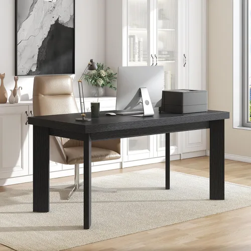 Miniatura 6 de Bigbiglife Mesa de comedor de 63 pulgadas para 6, mesa de comedor para interiores y exteriores con patas de madera, mesa de cocina con mesa grande
