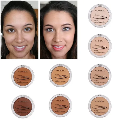 Miniatura 5 de PHOERA - Paquete de 2 polvos faciales mate, aceite de control para iluminar la piel, cubierta de color de piel, maquillaje, ajuste de rostro, base